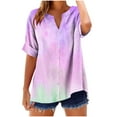 thumbnail image 2 of Women's V-Neck Short Sleeve Loose Fit Casual T-Shirt for Summer, 2 of 5