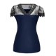 thumbnail image 4 of Blusa informal de manga corta con retazos de encaje y cuello en V para mujer Pompotops hkajfhjk459407, 4 of 8