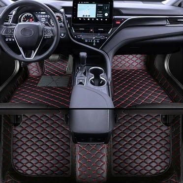 Leadwolf Custom Car Floor Mats Compatible with RAM 1500 2003-2010 Full Surrounded Waterproof Anti-Slip All Weather Protection Leather Material Car mat Carpet Liners Black Red
