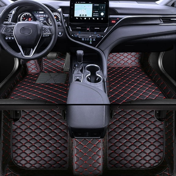Leadwolf Custom Car Floor Mats Compatible with Dart 2015-2018 Full Surrounded Waterproof Anti-Slip All Weather Protection Leather Material Car mat Carpet Liners Black Red
