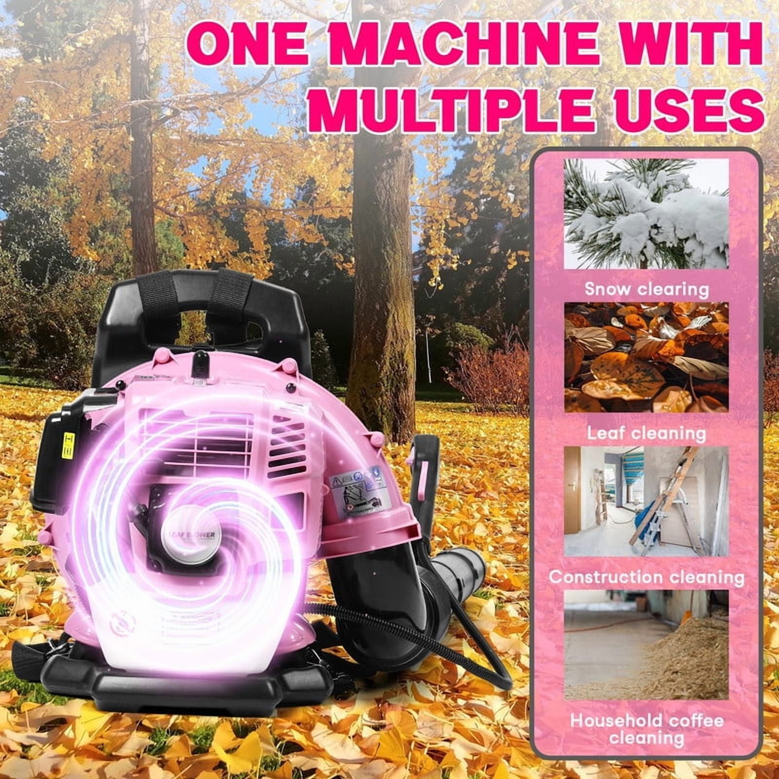 Backpack Leaf Blower 52CC 2 Cycle Backpack Gas Powered Leaf Blower with Fuel Tank, Grass Lawn Blower Air Cooling Gasoline Blower for Sand, Gravel, Snow, Yard, Leafs