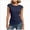 A187-Navy, variant on Womens Side Ruched Cap Sleeve Top,Slim Fit Crewneck Tee