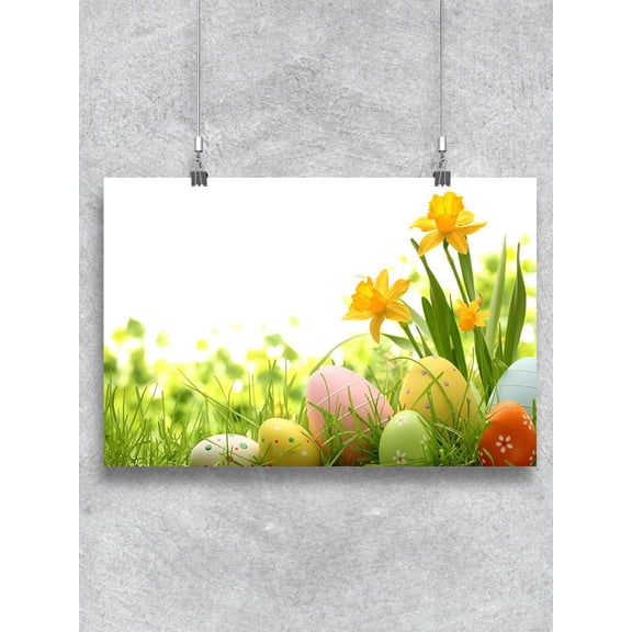 Easter Eggs Hiding In The Grass Poster -Image by Shutterstock