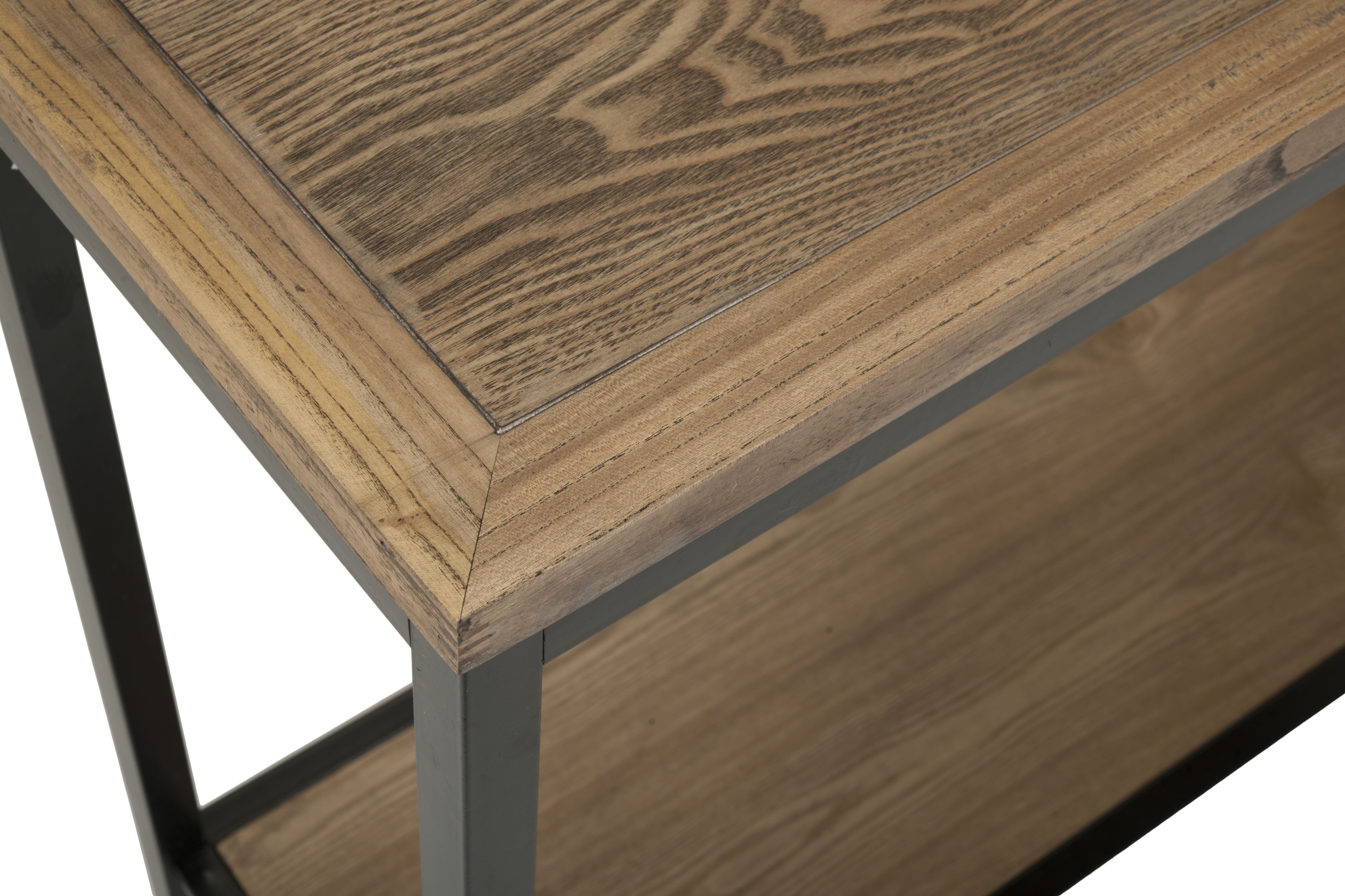 SAFAVIEH Dennis Industrial Wood Top Console with Shelf, Oak