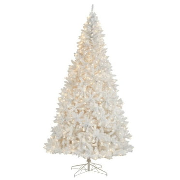 Nearly Natural White Artificial Christmas Tree with 2720 Bendable Branches and 1000 LED Lights
