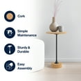 thumbnail image 3 of JONATHAN Y Calix 23.5" Contemporary Minimalist Metal/Cork Round End Table, Light Brown/Black, 3 of 8