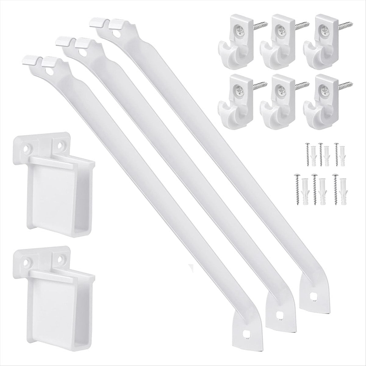 12-Inch Wire Shelf Bracket Set – 6 Support Brackets + 2 End Brackets + 6 Clips, Heavy-Duty Epoxy-Coated Steel