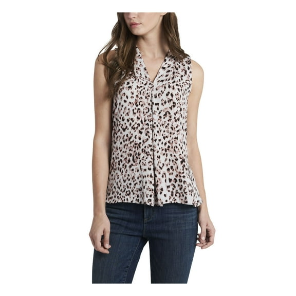 VINCE CAMUTO Womens Gray Animal Print Sleeveless V Neck Top Size: XL