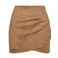 thumbnail image 4 of JGNGSHN Skirts for Women Trendy Faux Suede Skirts Bodycon Ruched Tulip Ruched Fall Short Mini Skirt Casual Fashion Skirts with Zipper Closure, 4 of 7