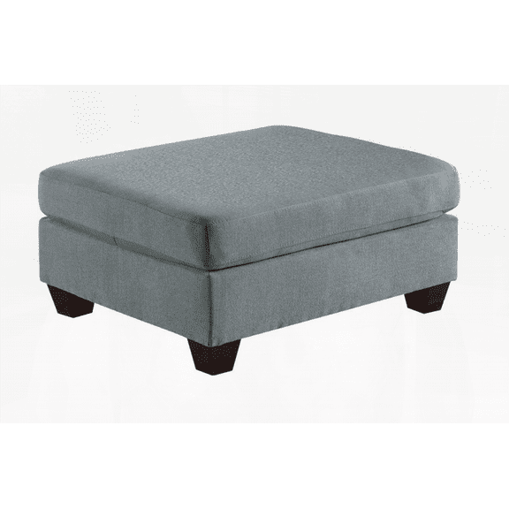 Living Room Furniture - Grey Linen-Like Fabric Ottoman with Wooden Legs (1pc)