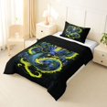 thumbnail image 2 of Homewish Traditional Dragon Twin Comforter Sets,Retro Animal Bedding Set,Yellow Blue,Black Reversible,2 Pieces,1 Comforter and 1 Pillowcase, 2 of 7