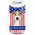 thumbnail image 2 of Carolines Treasures God Bless American Flag with Wire Haired Fox Terrier Tall Boy beverage Insulator Hugger Tall Boy, 2 of 2