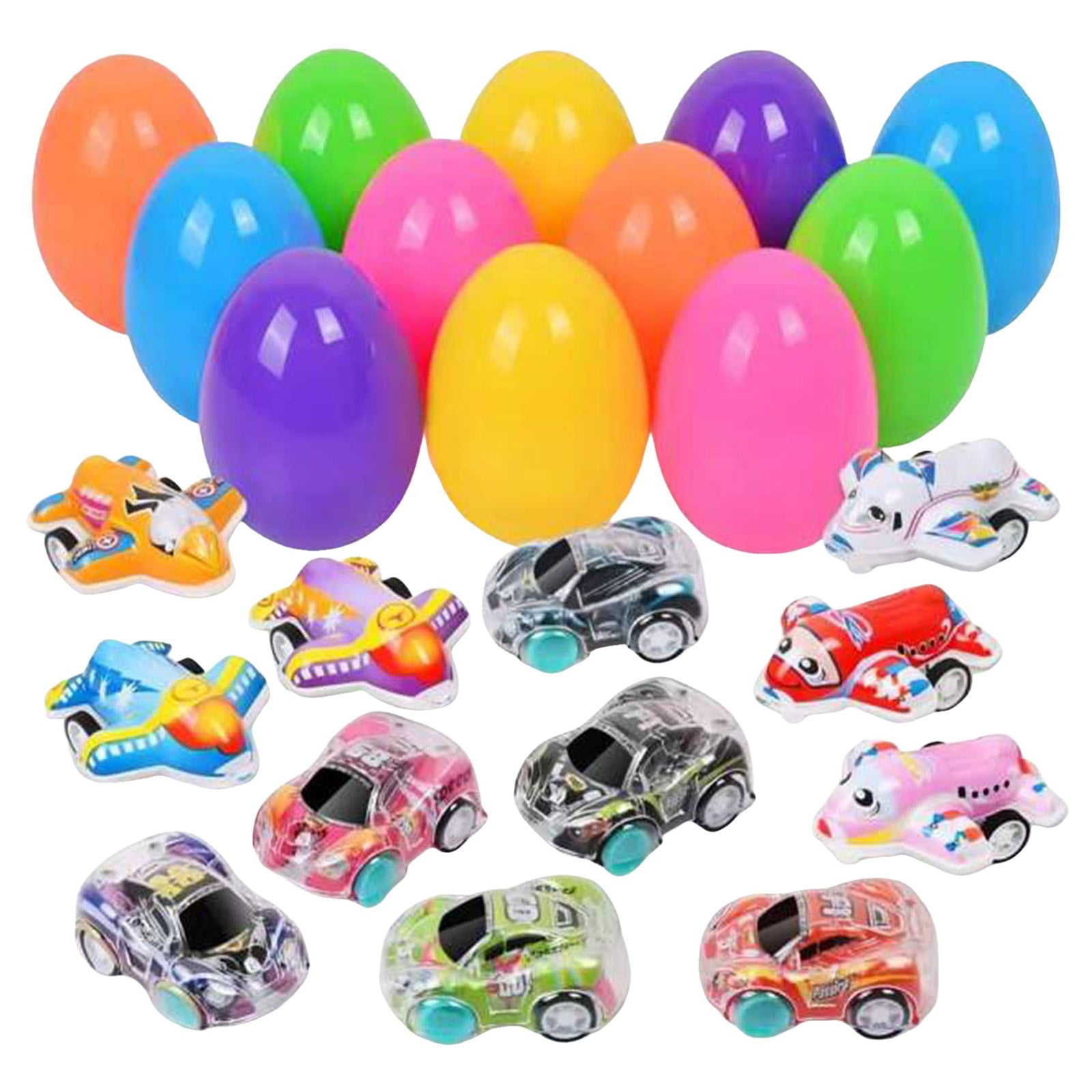 YWIYIUD 12 Pack Prefilled Easter Eggs with PullBack CarToys,Mini AnimalCars Easter Gifts Cute Easter Gifts BasketStuffers Easter Egg Fillers for EggHunting Holiday School Classroom PartyFavors