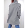 thumbnail image 3 of Women'S Turtle-Neck Oversized Sweaters Long Batwing Sleeve Spilt Hem Tunic Pullover Knit Tops Light Gray M, 3 of 4