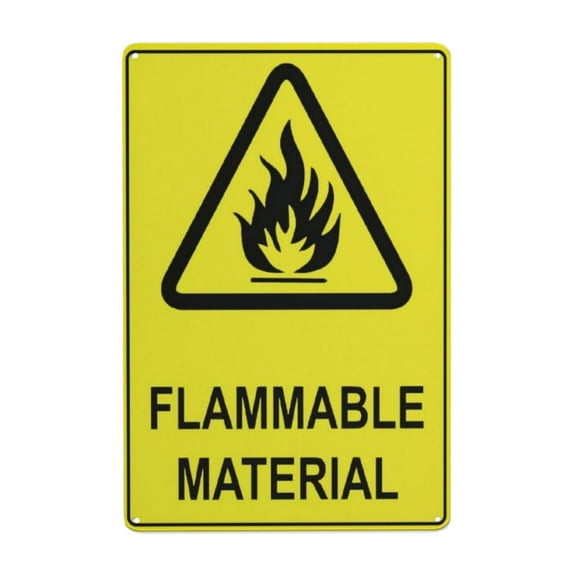 Caution Flammable Material Sign Warning Metal Sign Vintage Sign Wall Decor for Home Farm Bar Coffee Shop Club Decoration 8x12 Inch