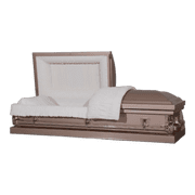 Forever Gold Steel Funeral Casket, Rectangular Sealed