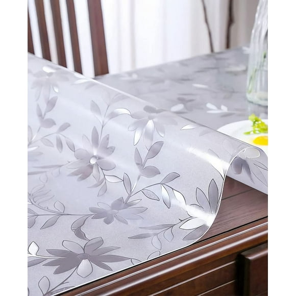 HQYG Clear Plastic Table Protector - Waterproof Desk Top Glass Protective Mat - Transparent Plastic Tablecloth - PVC Vinyl Tablecloth - 23.6x63 Inch - 1.5mm Thick