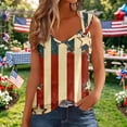 thumbnail image 2 of IDOCLOTHES USA Flag Tank Tops Women American Flag Sleeveless Shirt Patriotic Tank Top 4th of July V Neck Summer Vest Tees Khaki, XL, 2 of 4