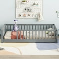 thumbnail image 3 of Alvantor Montessori Floor Bed Twin Size with Fence for Kids, Toddler Wooden Platform Bed Gray, 3 of 7
