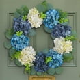 thumbnail image 6 of Hydrangea Wreath for Front Door, Flower Wreaths Floral Large 16" Blue White Hanging Spring Summer Wreaths Farmhouse Wreath, 6 of 8