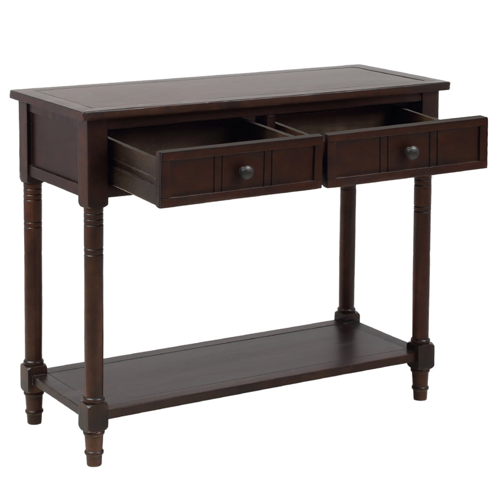 Entry Table with Drawers, SEGMART Wooden Console Table Sofa Table with Storage, Foyer Table Entryway Table with Shelf, Modern Console Table for Living Room Entryway Hallway Foyer Study, Espresso
