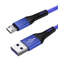 thumbnail image 2 of Cable de teléfono Cable USB de nylon Reemplazo de línea de datos de carga rápida para Android Micro USB, Azul, 2m Eigraketly  EL000707-05B, 2 of 2