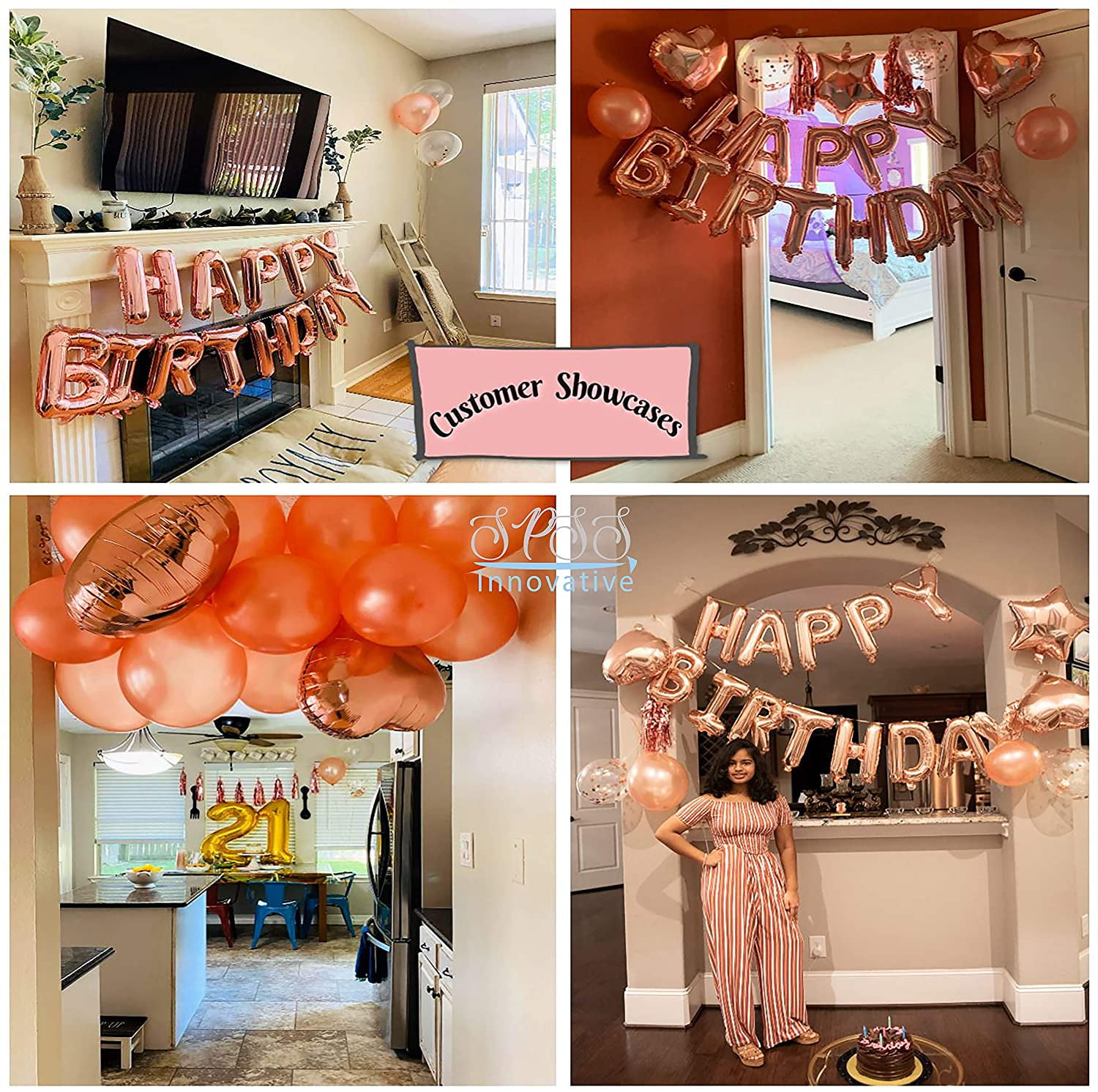 SPSS INNOVATIVE 31st, 32nd, 33rd, 34th, 35th, 36th, 37th, 38th, 39th, 40th, 41st, 42nd year girl and woman birthday decoration, rose gold decoration