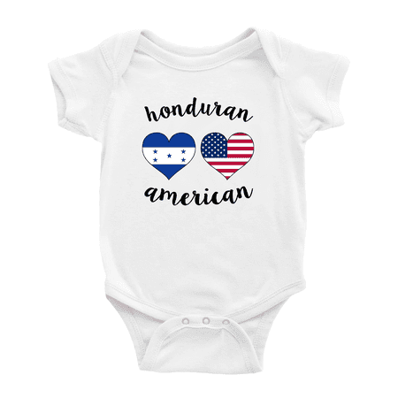 

Honduran American Flag Two Hearts Cute Baby Bodysuit Romper (White 3-6 Months)