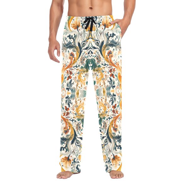 FORMRS Mens Pajama Pants with Pockets Sleepwear Lounge Bottoms Sizes S-2XL, Whimsical Leaves