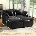 thumbnail image 3 of BedLuxury Modular Sectional Sofa, Loveseat Sofa with Movable Ottomans, Sleeper Comfy Deep Seat Cloud Couch for Living Room, Black, 3 of 8