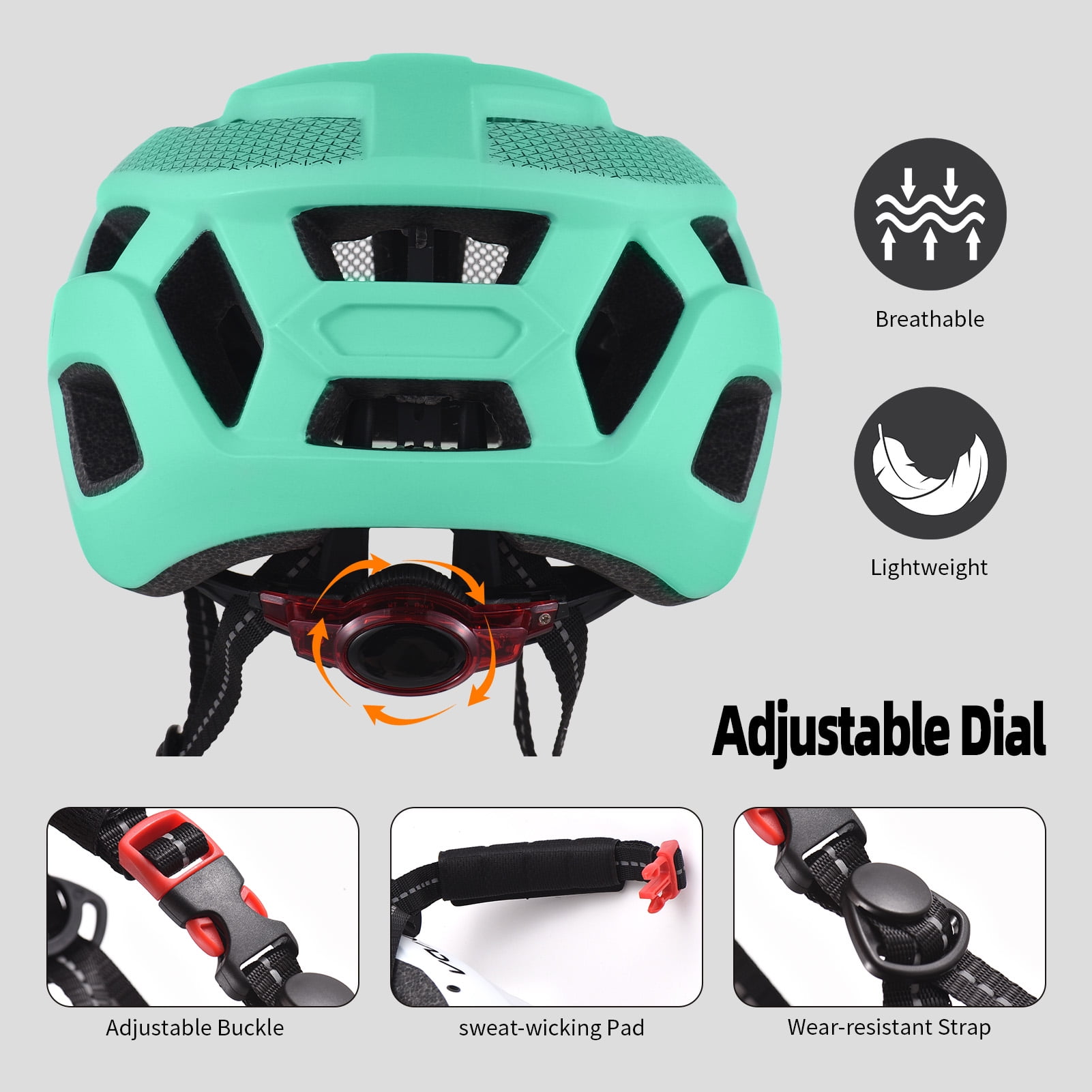Helmet Bike Helmet With Windshield And Sun Visor  Rechargeable Tail Light   Adjustable  Helmet For Safety And