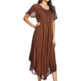 thumbnail image 3 of Sakkas Helena Embroidered Nightgown / Women Sleepwear with Eyelet Sleeves - Chocolate - One Size Regular, 3 of 5