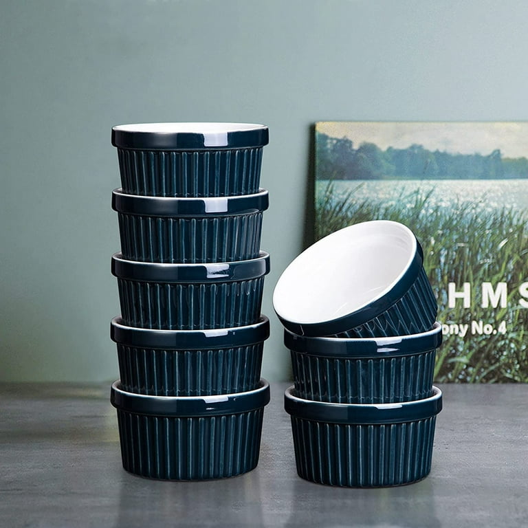 VICRAYS Creme Brulee Ramekins Ceramic Bowls - Mini Custard Cups 8