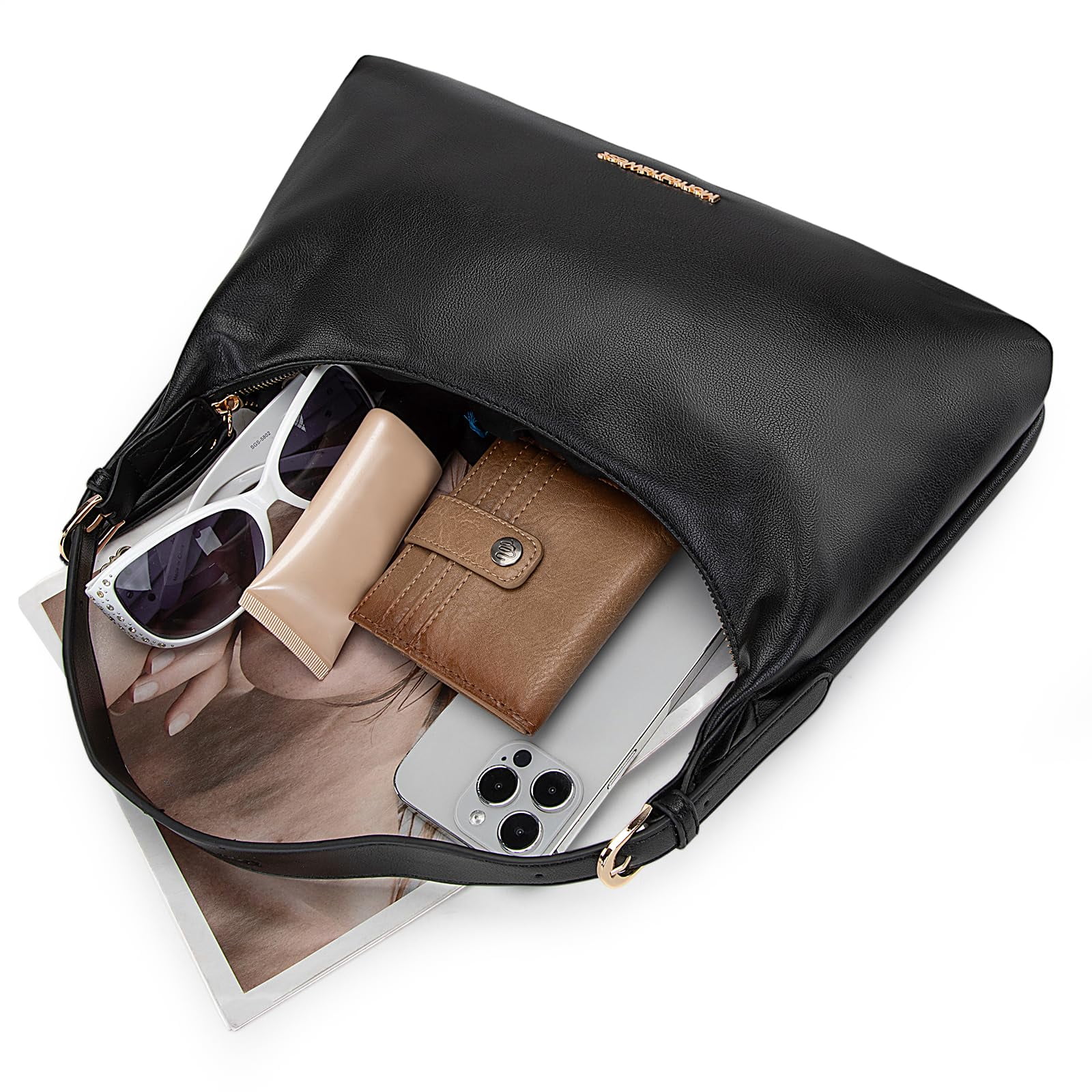 Montana West Hobo Bags for Women Shoulder Trendy Purses Leather Clutch Purse and Handbags, Black