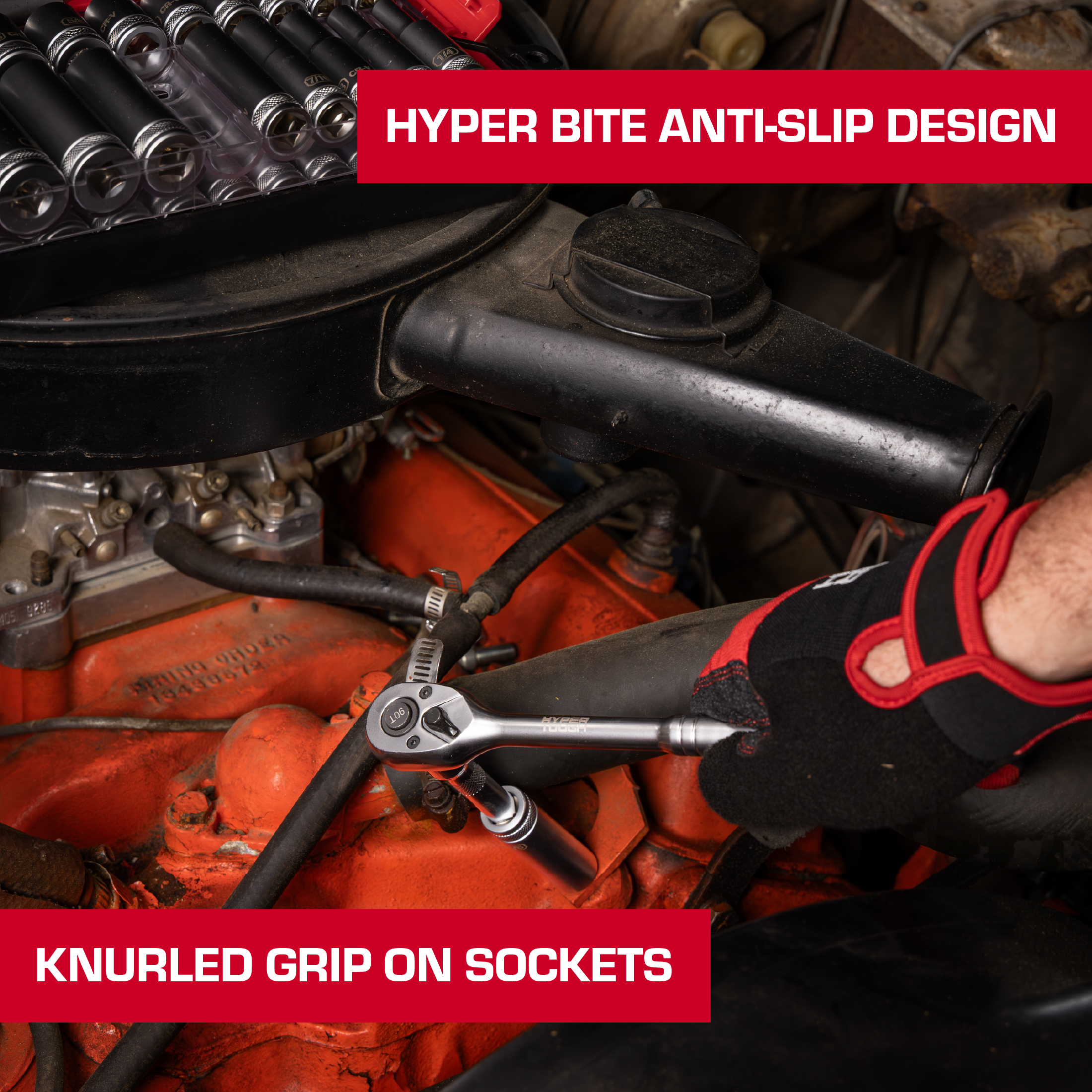 Hyper Tough 3/8 in Drive Ratchet and Socket Set, 48 Pieces photo 6