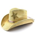 thumbnail image 2 of Cowboy Hat Western Mens Classic Straw French Hat Cowgirl Women Summer Rancher Hats with 10cm Wide Brim, 2 of 7