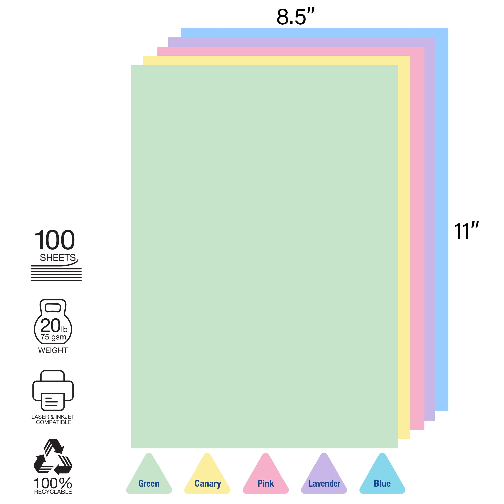 BAZIC Pastel Color Multipurpose Paper 100 Sheets - Bazicstore