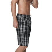 DAKIMOE Mens Sleep Shorts Pajama Shorts Cotton Sleeping Short Pajamas Bottoms for Men Comfy Mens Board Shorts Sleepwear Lounge Bottom, Gray Plaid, M