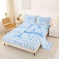 thumbnail image 2 of Erosebridal Letter P Initial Queen Sheet Sets For Kids Girls,Blue Geometric Grid Print Bed Set 4 Pieces, 2 of 6