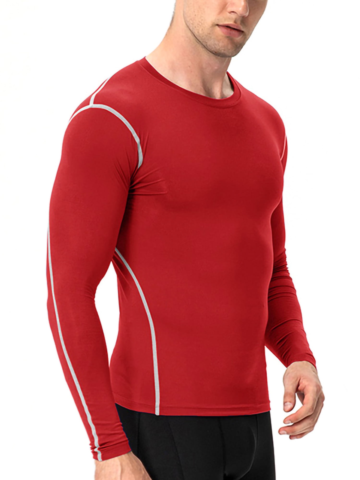 Glonme Mens Muscle Tops Long Sleeve Compression Shirts Baselayer Sport