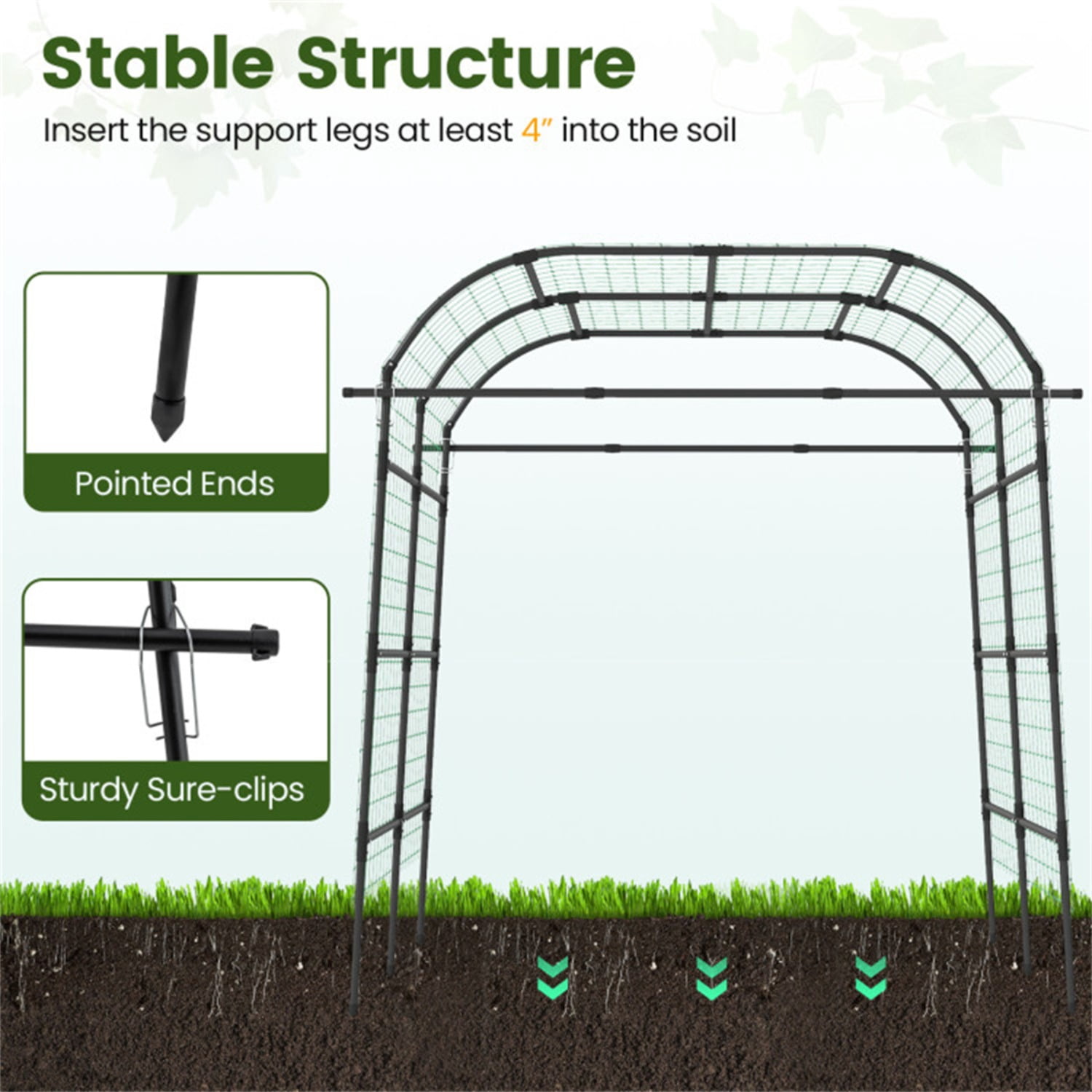 7.5 Ft Adjustable Garden Arch Trellis for Climbing Plants, PE-Coated Metal Tunnel Trellis for Cucumber Grape