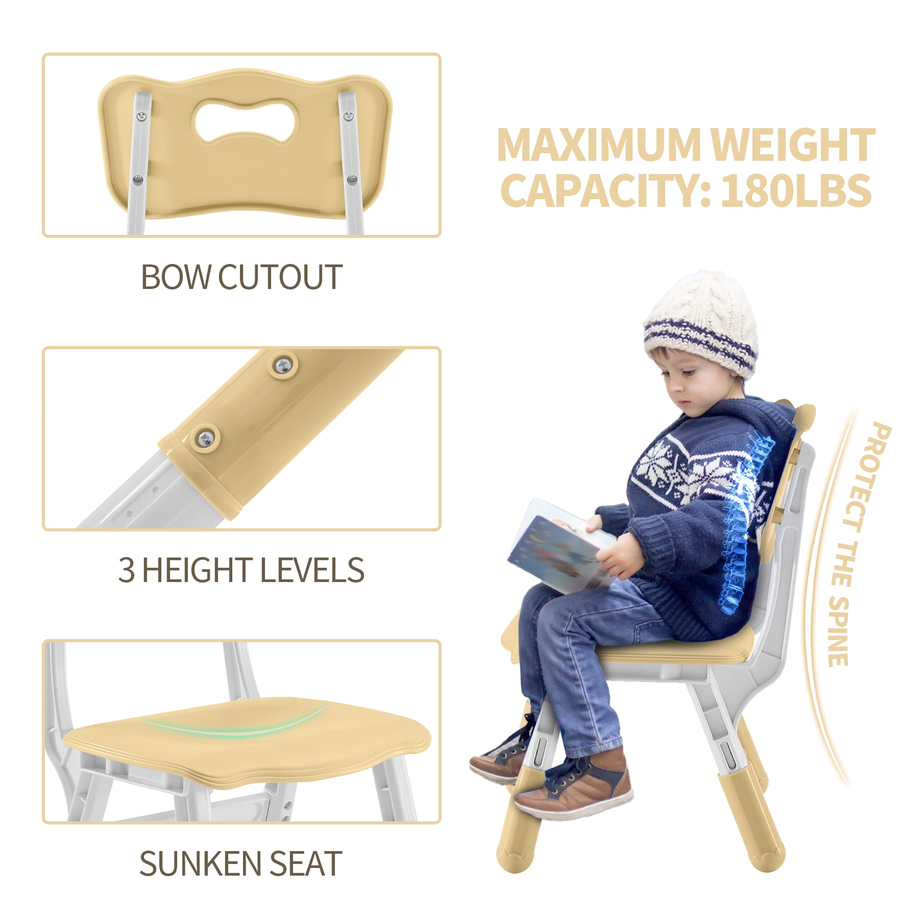 DOREROOM Toddler Table and Chairs Set for 4, 47.2''L x 23.6''W Kids Study Table and Chair Set, Height-Adjustable, Graffiti Desktop, Children Activity Table for Daycare, Classroom, Home