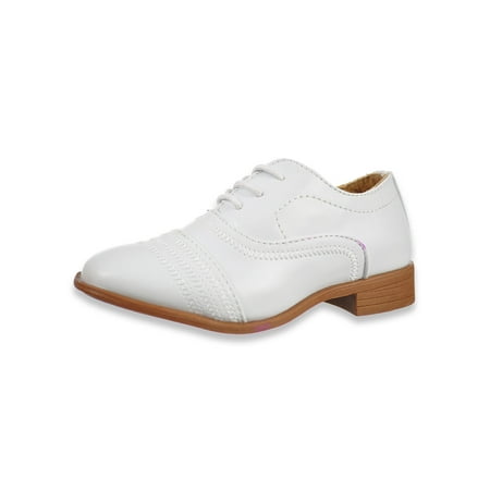 

Jodano Collection Boys Triple Stitch Dress Shoes (Sizes 5 - 8) - white 5 youth