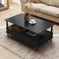 thumbnail image 5 of HLR 41" Mid Century Modern Coffee Table with Drawer Storage, Assembled Wood Center Table for Living Room, Black, 5 of 14