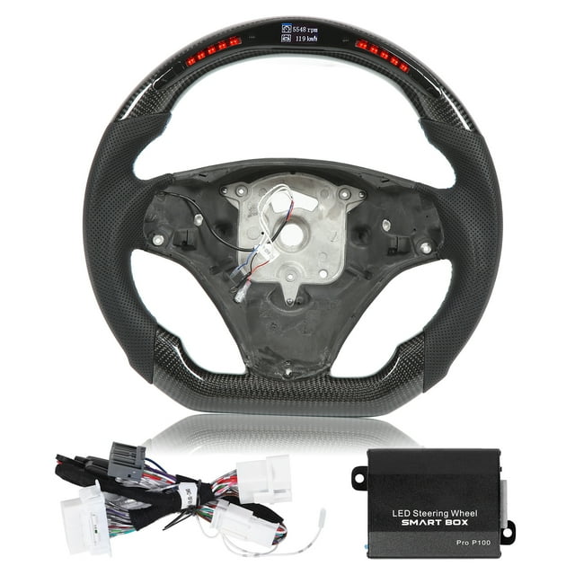 Shift Light Steering Wheel,Carbon Fiber LED Display LED Steering Wheel Carbon Fiber Steering Wheel Future-Proof Design