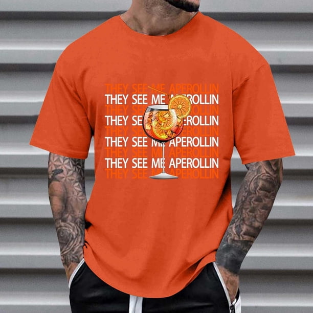 Ceisia Men's Tshirt Loose Fit Short Sleeve Vintage Graphic Letter Print Summer Fall Tee Tops Oversized Streetwear Orange XXL Gifts