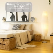Rice Paper Floor Lamp 59-Inches Tall - Japanese Decor Standing Lamps For Bedrooms With White Paper Shade - Floor Lamps For Living Room - Rice Paper Floor Lamp For Bedroom, Dorm Room Essentials