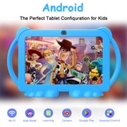 Kids Tablet, 7 inch Android Tablet for Kids, 4GB RAM 32GB ROM 1TB Expand, Toddler Tablet with Parental Control, IPS Screen, Dual Camera, Educational, Games, Shockproof Case for Boys/Girls (Blue)