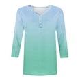thumbnail image 7 of Womens' Fashion 3/4 Sleeve Plus Size Shirts Tops Spring And Summer Gradient Printed Top Collar Button Sexy Shirt 3/4 Sleeve Long Sleeve V Neck Top/Shirt, 7 of 7