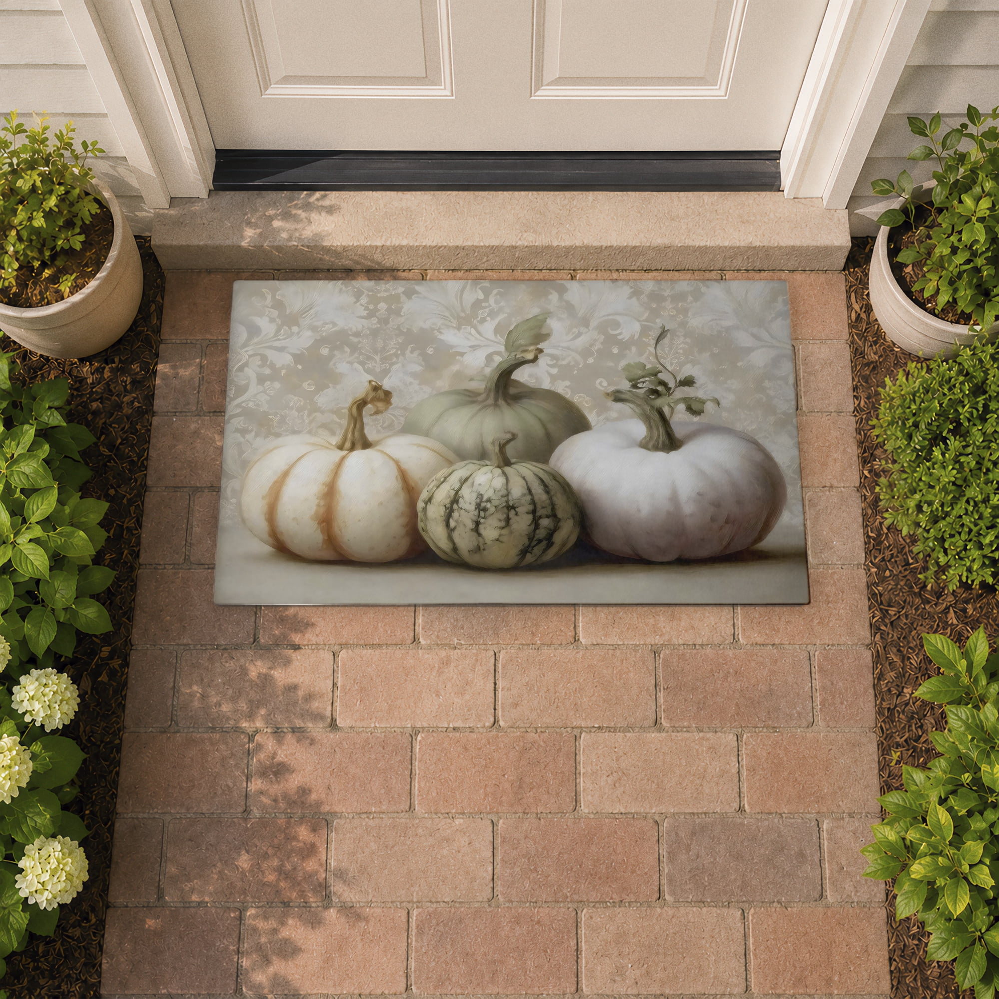 Stupell Industries Pastel Pumpkins & Gourds Harvest Printed Outdoor Door Floor Mat, design by Arlington Prints